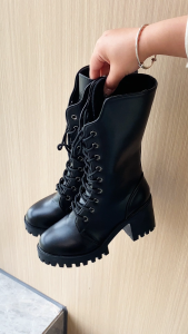 Falimottype)Size35-42 womens retro thick soled Martin boots height increasing lace up versatile midsole motorcycle boots