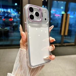 Luxury 2-in-1 Transparent Metal Bracket Acrylic Phone Case For iPhone 18 17 16 15 14 Plus 13 12 11ProMax Shockproof Bumper Cover