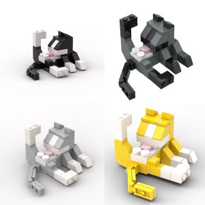 Animal Series 62Pcs MOC Bricks Cat Figires DIY Building Blocks Kids Education Toys For Children Birthday Gift