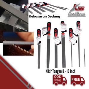 K55 Kikir Besi Satuan Gepeng Setengah Bulat Panjang 8-10" Taper Slim 4inch Kekasaran Sedang
