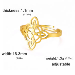 Cazador Stainless Steel Gold Color Witch Knot Womens Ring Vintage Witchcraft Adjustable Finger Rings Wicca Amulet Jewelry Gift