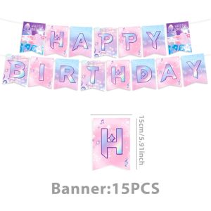 Kpop Pink And Purple Dinnerware Set Paper Cups Plate Napkins Straw Tablecloth Birthday Party Scene Cupcake Decor Bunting Banner