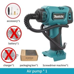 Makita | Makita Cordless Portable Electric Air Pump 600mm 12V Rechargeable Handheld Air Compressor for Cars Compatible with 18V Battery