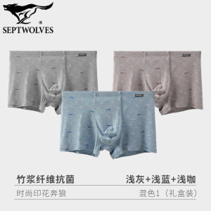 Septwolves Mens Ice Silk Underwear Bamboo Pulp Fiber Antibacterial Thin Flat Angle Shorts Comfortable Breathable Briefs Boxer Shorts