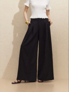 Vero Moda | Summer New Linen Pressed Drape Wide Leg Trousers