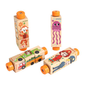 Baby Wooden Rotating Jigsaw Puzzle Hand bell Toy Baby Mobile Musical Rattle Toy Montessori Puzzle Game For Babies Newbaby Gift