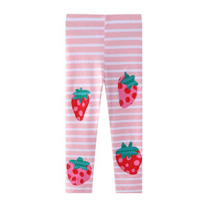 Jumping Meters 2-7T Applique Strawberry Spring Girls Leggings Pants Clothing Full Length Fashion Girls Baby Skinny Pencil Pants