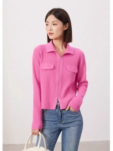 New Stylish French Chic Double Zip Knit Sweater