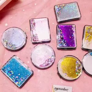 Gương Trang Điểm Mini Cầm Tay Gương Gập 2 Mặt Kim Tuyến Chất Lượng Cao H47