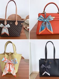 DIY Butterfly Knot Imitation Silk Twill Bag Strap Decoration with Chain for Handbag Shoulder Strap and Handle Decor