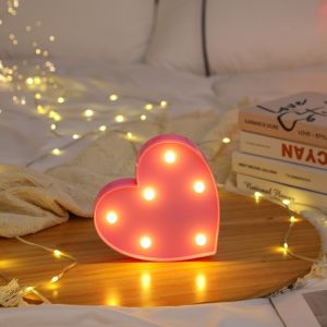 1PC 6LED Heart-shaped Decorative Light LED Decorative Night Light Battery Powered Suitable For Weddings Birthdays Parties