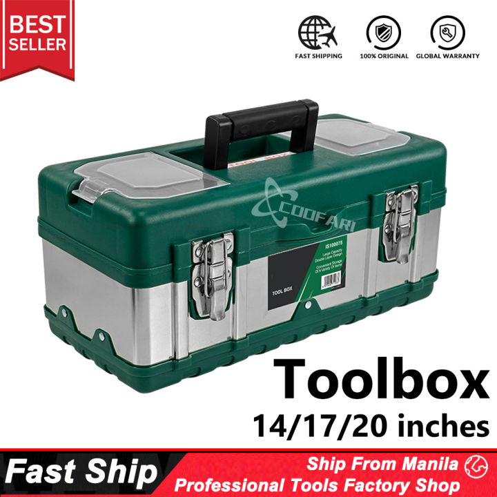 14/17/20 Inch Tool Box Suitcase Stainless Steel Toolbox Multifunctional Tools  Storage Box Portable Organizers Boxes