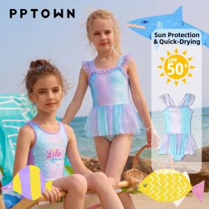 PPTOWN | Sun Protection Quick Drying Girls Swimsuit
