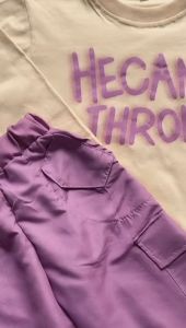 SETELAN ANAK PEREMPUAN TERBARU MOTIF HE CANT DENGAN CELANA CARGO PANJANG USIA 6 BULAN - 5 TAHUN