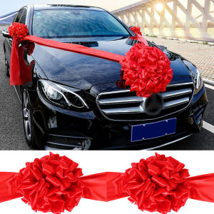 【88HomeStore】Big Flower Balls Satin Flower Ball for Chinese Wedding Car Decoration Open Ceremony Celebrate Ribbon-cutting Decoration