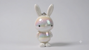 Rabbit-shaped Key Holder With Long Ears And Glossy Finish.