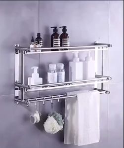 ชุด ราวแขวนผ้าเช็ดตัวติดตั้งผนัง เหล็กกล้า 1-3ชั้น ไม่ต้องเจาะ ราวตากผ้าแขวน พร้อมราวตากผ้า