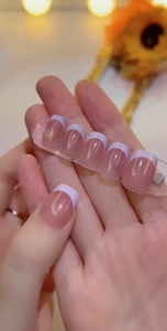 【สินค้าใหม่พร้อมกาว】เล็บแฟชั่น เล็บปลอมกันน้ำ กล่องละ 24 ชิ้น เล็บปลอมสำเร็จรูป อุปกรณ์ทำเล็บ ถูกสุด