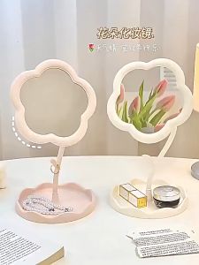 MOMO HOME 🏠 Flower Shaped Cosmetic Makeup Beauty Mirror Mirrors Table Cermin Solek Meja 化妆镜 NWD