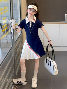 Girls Korean Style Sporty Polo Dress Short Sleeve Casual Summer New Arrival Childrens Dress School Uniform High Quality