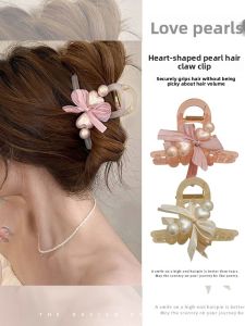 WENZHU | Pearl Hair Clip with Heart and Bow Design for Half Updo