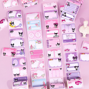 Combo 1 cuộn 100 nhãn vở kuromi siêu cute Giấy Dán Ghi Chú Hoạt Hình Dễ Thương Sanrio Kuromi Nhãn vở bóc dán tiện lợi