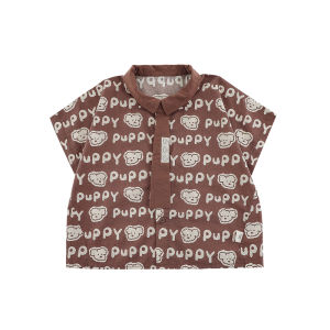 Loose Half Sleeve Cartoon Dog Shirt for Boys Summer Fashionable Removable Tie Childrens Top YOEHYAUL Kids Clothing