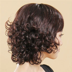 Middle-aged and elderly mom wig womens short hair real hair wig set middle-aged short hair