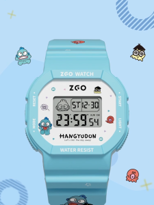 ZGO x Sanrio Hangyodon Kids Watch For Boys Girls Electronic 50M Waterproof Multifunction Student Sport Fashion Birthday Gift 8611