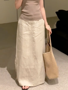 MANMI | Chân Váy Dài Thẳng Đào Elegent Casual Giảm Cân