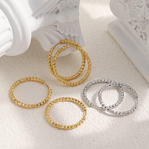 Minimalist Smooth Hoop Earrings For Women Gold-plated Silver Studs Trendy Party Jewelry Gift Gold-Plated Alloy Earrings