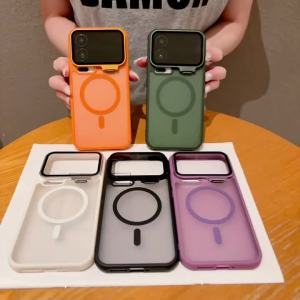 Translucent For Magsafe Magnetic Phone Case with Metal Camera Lens Holder For Xiaomi 17 Pro Max Shockprooof Protective Cover
