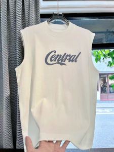 Áo Thun Không Tay in Chữ American Cola Cotton Nguyên Chất Mùa Hè Dáng Rộng Cổ Tròn Cổ Nhỏ Áo Thun Nam Phong Cách Đường Phố