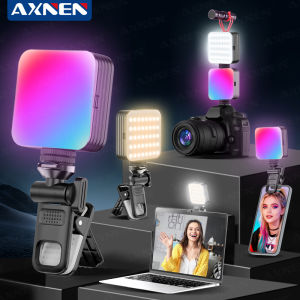 AXNEN | RGB LED Selfie Light Phone Fill Light 3 Modes Dimmable Light Rechargeable Portable Video Light for Vlog Video Conference