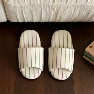 XIXITIAO | Machine Washable Stripe Non-slip Japanese Simple Cotton Slippers