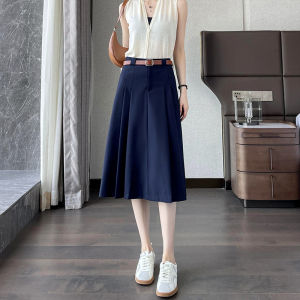 Slimming Mid-Length A-Line Skirt in Royal Blue for Women Thin High Waist Suit Style Commute Simple Design Midi Skirt