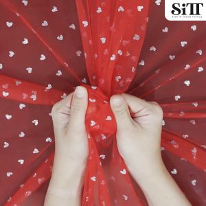 ผ้าหลา ผ้าตาข่ายลาย หัวใจ [เล็ก] ผ้าตาข่ายลาย หัวใจ บริษัท ผ้าลาย