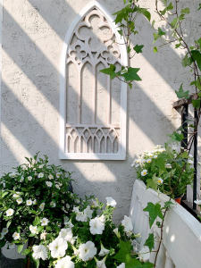 French Decorative Window Fake Window Wall Hanging European Vintage Wall Decoration Arch Shaped Simulation Wood Frame Landscape Props