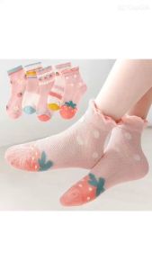 Set 5 Đôi Tất Cao Cổ Nơ Hoa Công Chúa Mềm Mịn Thoáng Khí Xinh Xắn Cho Bé Từ 0-9 Tuổi VG07