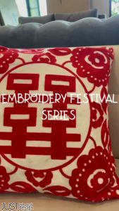 Sarung Bantal Peluk Sofa Pillow Case Home Decor Cushion Cover Embroidery Festival Marriage Pillow Case 45x45cm 枕頭套
