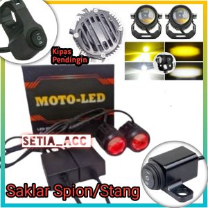 Lampu Tembak Sorot Laser Led D2 Mini Driving Moto Led Demon Eye Premium Saklar Stang Spion