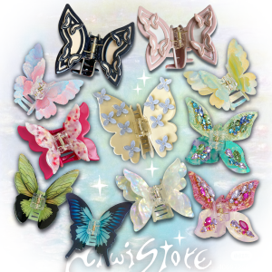 Y2K Heavyweight Embossed Color Butterfly Shark Clip Trendy Cool Subculture Girl Clip Fashionable Cute Original Design Hair Accessories