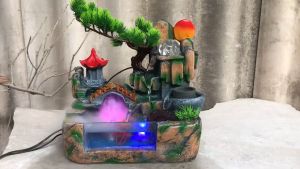 (TẶNG KÈM NGƯ ÔNG) Thác Nước Phong Thuỷ Tiểu Cảnh Non Bộ để bàn 008