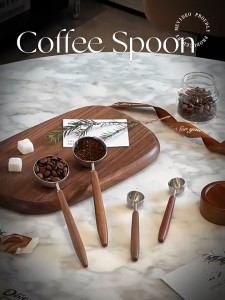 Walnut handle coffee mixing spoon stainless steel spoon