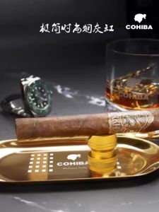 Mens Cigar Ashtray Simple Personality Fashion Practical Cigar Ashtray with Sharp Cigar Drill Stainless Steel Creative Gift