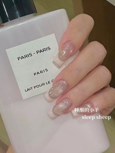 Autumn Winter New Style Sparkling French White Pure Handmade Wearable Nails Short Atmosphere High-End Small Audience White Nail Art