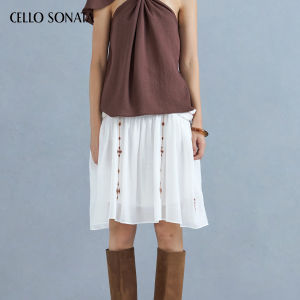 Cello Sonata | Elegant Linen Shawl Design Sleeveless Vest