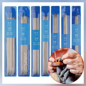 5-35PCS 20CM Stainless Steel Knitting Needles Set 2-5MM Double Pointed Straight Knitting Needles for Sweaters Knitting Project