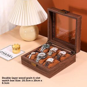 Delicate Leather Watch Storage Box Home Use Dustproof Glass Cover Watch Box Bracelet Jewelry Box Pure E-commerce Brand New