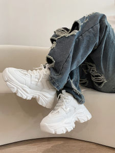 Mens Sporty Slip-On Shoes with Hidden Height-Boosting Technology Breathable Versatile Platform Design for Spring And Summer